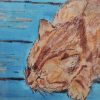 Close up of sleeping ginger cat print