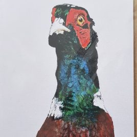 Part of pheasant card focusing on head